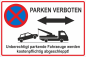 Preview: Parkverbotsschild mit Symbol und roter Kontur, sowie Text hier beidseitig parken verboten